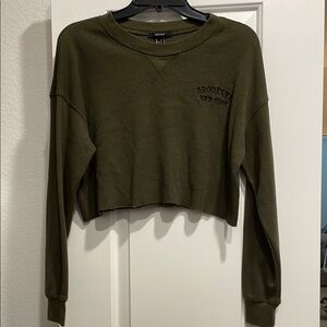 Forever 21 Olive Green Crop Sweatshirt